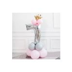 7 Yaş Gümüş Rakam Ve Kral Tacı Folyo Balon Doğum Günü