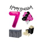 7 Yaş Pembe Balon Rakam Folyo Banner Mısır Kutusu Masa Eteği Doğ