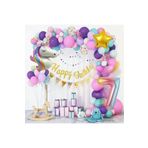 7 Yaş Unicorn Lüks Makoron Renkler Balon Zincir Doğum Günü Parti Seti Süsü, 789555421016