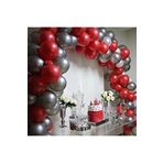 70 Adet 12 inç Metalik Kırmızı-Gümüş Balon+ 5 mt Balon Zinciri