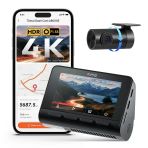 70Mai A800se Dashcam Araç Ön Arka 4K Hdr 2160P+1080P, Çift Araç Kamerası 3" Ips, F1.55 Açıklıklı Gece Görüşü, 210S Buffer Acil Durum Ön Kayıt, Park İzleme (Micro Sd Kart Dahil Değil)