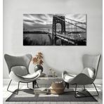 70x40cm Siyah Beyaz New York Köprü Kanvas Tablo – Gece Şehir Manzarası Modern Duvar Dekoru – Salon, Ofis, Yatak Odası İçin Büyük Boy Dekoratif Canvas