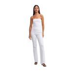 71314 Straplez Beyaz Flare Denim Tulum-Beyaz
