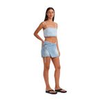 71673 Kemer Ucu Uzun Denim Şort Etek-Mavi