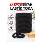 72 Adet Siyah Lastik Toka Kalın Saç Lastiği Dayanıklı Esnek Saç Toplama Tokası Kadın Kız Çocuk Saç Aksesuarı Çoklu Paket