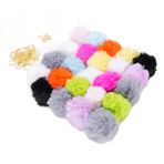 72 Parça Set Pom Pom Keychain 72 Parça Set Anahtar Sahası Sahte Kürk Altın Sahte Tavşan Kürk, Demir Açma Halkası Kolye Renkli Takı Topu