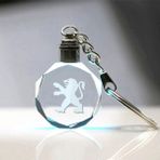 7/24 Hediye Peugeot Logolu 2d Patlatma Kristal LED Işıklı Anahtarlık, Araba Anahtarlığı