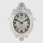 731-Ba Duvar Saati Gri Çerçeve Çap:73cm X 54Cm Vintage Taçlı Eksitme Dekoratif Amerikan Bristol Kadran Akar Saniyeli Mekanizma Akrilik Boya Mineral Cam