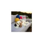 75 cm Yatan Sevimli Peluş Köpek Yastık & Uyku Arkadaşı & Oyuncak & Yumuşak Hediyelik - Ekru