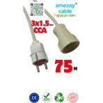 75 Metre Uzatma Kablosu Tek Prizli Cca 3x1.5mm² | Tamir Bakımda Yardımcı | Amezay Cable - Beyaz-Grı