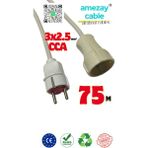 75 Metre Uzatma Kablosu Tek Prizli Cca 3x2.5mm² | Tamir Bakımda Yardımcı | Amezay Cable - Beyaz-Grı