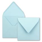 75 x Kare Zarf Açık Mavi (Mavi) - 15,5 x 15,5 cm - Penceresiz, Islak Yapıştırmalı - 110 g/m² - Düğün, Doğum Günü ve Daha Fazlası İçin Davetiye Kartları - FarbFroh Serisi