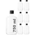 750 ml Şeffaf Tombul Yağ Şişesi Sızdırmaz Kilitli Kapaklı 750 cc Yağdanlık Cam Şişe 6 Adet - Siyah