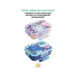 750ML Lunchbox Sevimli Dostlar Tek Katlı 3 Bölmeli Paslanmaz Çelik Sefer Tası Yemek Kutusu (Pembe Unicorn) - 0,5 x 7 cm