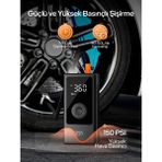 7go 7A3 Hava Pompası & Powerbank | 150 Psı Ultra Basınç, LED Işıklı, LCD Ekranlı, 4000MAH Taşınabilir Şarjlı Kompresör - Siyah
