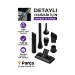 7go 7gab-03 Araç İçi Süpürge Yedek Aparat Seti 7 Parça Uyumlu Başlık Seti, Detay Temizlik Aksesuar Siyah