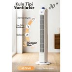 7GO 7GTF1 30 İnç Kule Tipi Vantilatör | 45W Güçlü Motor, 3 Kademeli Hız, Salınımlı, Zamanlayıcılı To