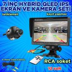 7İNÇ QLED IPS MONİTÖR VE 1 ADET 19 MM MİNİ ULTRA ARAÇ GÖRÜŞ KAMERASI 12 V