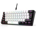 7KEYS %60 Mini Oyun Klavyesi Kablolu, 61 Tuşlu Sevimli Klavye, RGB Klavye Aydınlatmalı 25 Tuşlu Gölgelenme Önleyici Mekanik Hissi, Taşınabilir Ultra Kompakt 61 Tuşlu Siyah ve Beyaz, Ofis