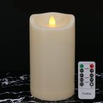 7LinRay Uzaktan ve Zamanlayıcılı 8 "x 4" Açık Su Geçirmez Alevsiz Mumlar, Büyük Sütun Pille Çalışan Fenerler için Titreyen LED Mumlar, 1000 Saat, Fildişi Plastik, Tek