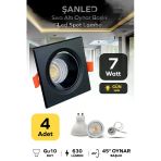 7W Sıva Altı Oynar Başlık Gu10 Siyah Kasa Gün Işığı Led Spot Lamba 4 Adet