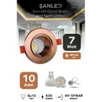 7W Sıva Altı Oynar Başlık Gu10 Yuvarlak Bakır Kasa Beyaz Işık Led Spot Lamba 10 Adet