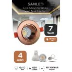 7W Sıva Altı Oynar Başlık Gu10 Yuvarlak Bakır Kasa Beyaz Işık Led Spot Lamba 4 Adet