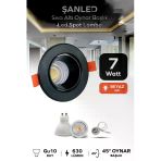 7W Sıva Altı Oynar Başlık Gu10 Yuvarlak Siyah Kasa Beyaz Işık Led Spot Lamba 1 Adet
