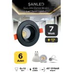 7W Sıva Altı Oynar Başlık Gu10 Yuvarlak Siyah Kasa Gün Işığı Led Spot Lamba 6 Adet