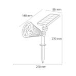 7W Solar LED Bahçe Armatürü Işık – Güneş Enerjili Kazıklı & Duvar Montajlı Çim Aydınlatma Lambası – 7 Led, IP65, 90 Lümen, 140X270X95 mm