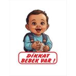7X10 cm Dikkat Bebek Var Sticker Laptop Kask Araba Motor Sticker - 7 x 10 - Çok Renkli