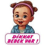 7X10 cm Dikkat Bebek Var V2 Sticker Laptop Kask Araba Motor Sticker - 7 x 10 - Çok Renkli