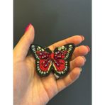 7x6 cm Boncuk Taş Işleme Renkli Kelebek Arma Dikiş Aplike - Kırmızı