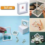 7X7 Cm Standlı 3D Takı Ziynet Hatıra Koleksiyon Saklama Kutusu Şeffaf Film Çerçevesi (5224) Vitrin