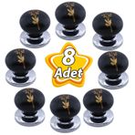 8 Adet Asya Kulp Siyah Polimer Düğme Kulp Krom Tabla Mobilya Mutfak Dolabı Çekmece Kulbu Kulpları