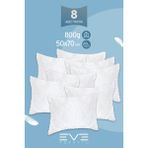 8 Adet Diamond Plus Serisi Kılıflı Fermuarlı Yıkanabilir Antialerjik Silikon Elyaf Yastık 50x70cm 800 gr - 50 x 70 cm - Beyaz
