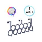 8 Adet Gri Gondol Kapı Arkası Askılık - Çok Amaçlı Kapı Arkası Askılığı
