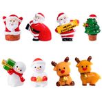 8 Adet Mini Heykelcik Noel Dekorasyonu Reçine Noel Minyatür Süs Kiti Noel Baba Noel Ağacı Ren Geyiği Kardan Adam Mini Noel Figürü Bahçe Masa Kar Küreleri Manzara Bebek Evi için