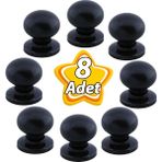 8 Adet Petunya Kulp Siyah Polimer Düğme Kulp Siyah Tablalı Mobilya Mutfak Dolabı Çekmece Kulbu Kulpları