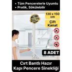 8 Adet Pratik Cam Pencere Kapı Uyumlu Çift Kanat Yırtılmaz Dayanıklı Kendinden Yapışkanlı Sineklik