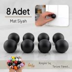 8 Adet Sert Plastik Düğme Yuvarlak Top Mat Siyah Dolap Mobilya Mutfak Dolabı Çekmece Kulbu Kulpu Kulplar