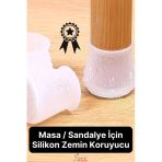 8 Adet Silikon Masa Sandalye Pabuç Kaydırmaz Sessiz Koltuk Zemin Koruyucu Çizdirmez Ayak Kılıfı - Ke