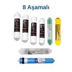 8 Aşamalı Su Arıtma Cihazı Filtre Seti Inline Filtre, Ro Membran, Mineral Filtre, Kapalı Kasa Uyumlu Tam Set