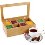 8 Bölmeli Bambu Saklama Kutusu, Çay, Kahve ve Bitki Çayı Için 30X20X7CM - Seçenek 1