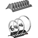 8 Bölmeli Tencere Kapak Rafı - Simple Tabaklık - Kapak Organizeri - Ahşap