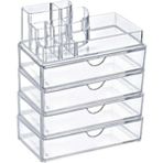 8 Bölmeli ve 2 Çekmeceli Turuncu Makyaj Organizer, Kozmetik Düzenleyici - Altın