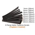 8 Çeşit Kablo Toplama Çorap seti (Toplam = 4 Mt)