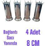 8 cm Mobilya Kanepe Koltuk Baza Yatak Çekyat Yükseltme Ayağı M8 Bağlantı Aparatlı Metal Ayaklar (4 Adet) - KROM