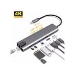 8 in 1 Ethernet SD - USB Type-C - Hub - HDMI Girişli Apple Uyumlu MacBook Çevirici