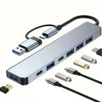 8 In 1 USB Çevirici Notebook Macbook Type-C Uyumlu Görüntü Aktarıcı Hub (5067)